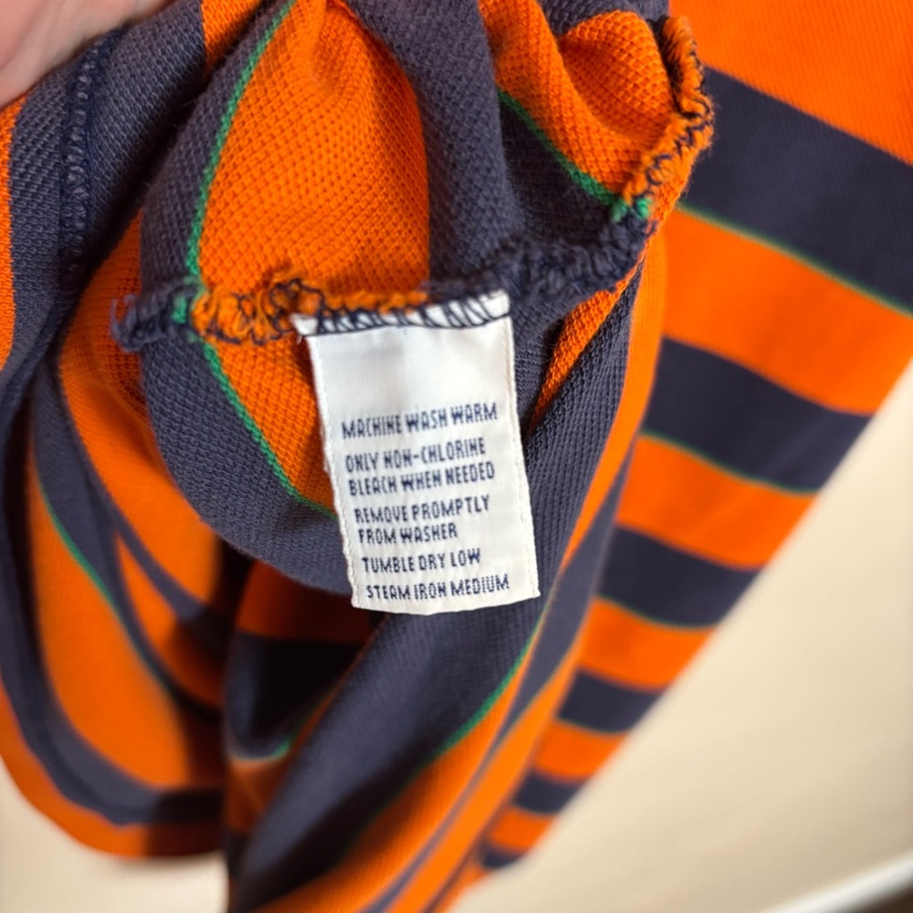 Polo by Ralph Lauren Men's Shirt Orange Blue Green Stripe Embroidered Size Large - Picture 6 of 7